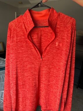 Under Armour Red Heathered Quarter-Zip Performance Pullover